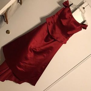 2 piece red off the shoulder gown